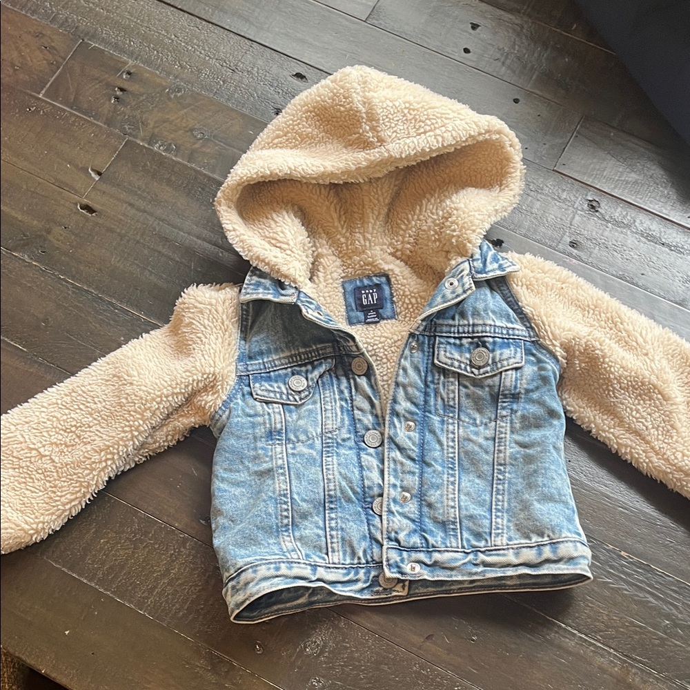 GAP Kids Blue Denim Jacket with Cream Fleece